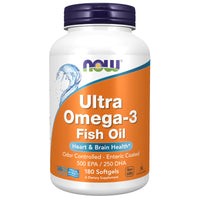 Thumbnail for NOW Foods Supplements, Ultra Omega-3 Molecularly Distilled and Enteric Coated, 180 Softgels