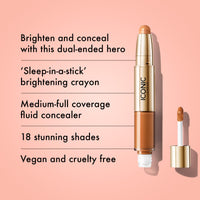 Thumbnail for ICONIC LONDON Radiant Concealer & Brightening Duo | Creamy Liquid + Brightening Crayon Dual Ended Concealer, Cruelty Free, Vegan Makeup (Warm Deep) 0.08 oz