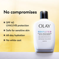 Thumbnail for Olay Complete+ Face Moisturizer with Sunscreen SPF 40, For Sensitive Skin, Broad Spectrum Sun Protection, Fragrence-Free - No White Cast on All Tones, Nourishes Moisture Barrier - Ceramides, 6 Oz