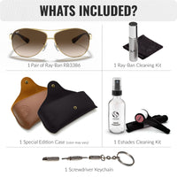 Thumbnail for Ray-Ban RB3386 Pilot Sunglasses With Eyewear Kit Bundle - Adjustable Nose Pads - Ideal Formal and Casual Wear Retro Sunglasses