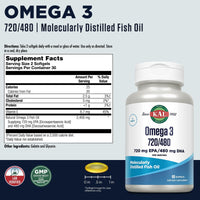 Thumbnail for KAL Omega 3 Fish Oil - Eye, Brain, and Joint Support Supplement - Molecularly Distilled and Lab Verified - 30 Servings, 60 Softgels
