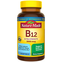 Thumbnail for Nature Made Vitamin B12 Extra Strength 3000 mcg, B12 Vitamin Supplement for Energy Metabolism Support, 60 Softgels, 60 Day Supply