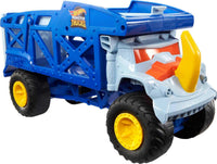 Thumbnail for Hot Wheels Monster Trucks Toy Hauler, Oversized Truck Carries & Stores 12 1:64 Scale Monster Trucks or 32 Cars, Monster Mover Rhino