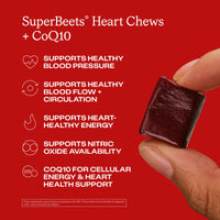 Thumbnail for Humann SuperBeets Heart Chews + CoQ10-100mg of CoQ10 Plus Beetroot & Grape Seed Extract, Blood Pressure, Cellular Energy & Heart Health Support, 60 Count