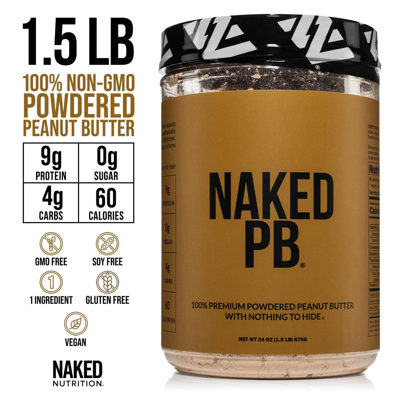 NAKED Strawberry Whey Protein Powder (24 Servings) PB Powdered Peanut Butter 1.5LB (45 Servings) – Grass-Fed; Bulk; Non-GMO; Gluten Free; Soy Free; Vegan