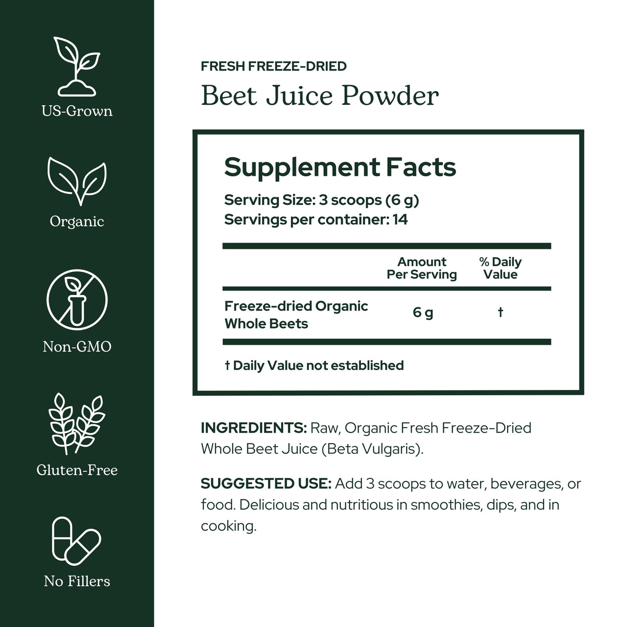ECLECTIC INSTITUTE Raw Fresh Freeze-Dried Beet Juice Powder | 3.2 oz