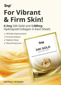 Thumbnail for SNP 1000mg Collagen + 24K Gold Ampoule Sheet Mask | Collagen Face Masks Skincare | Tightening, Hydrating, and Nourishing | Korean Skin Care | Overnight Face Masks | Moisturizing Face Mask | 10 Sheets