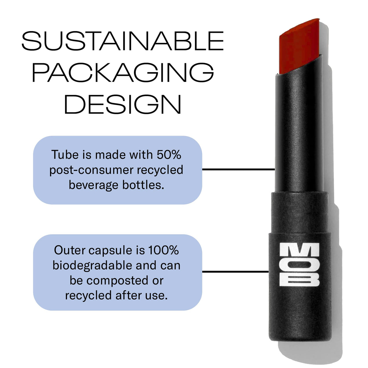 MOB Beauty Soft Matte Lipstick Redemption – Muted Merlot Red | Weightless, One-Swipe Color Infused with Skincare | Vegan, Silicone-Free, Cruelty-Free Formula in a Biodegradable Capsule