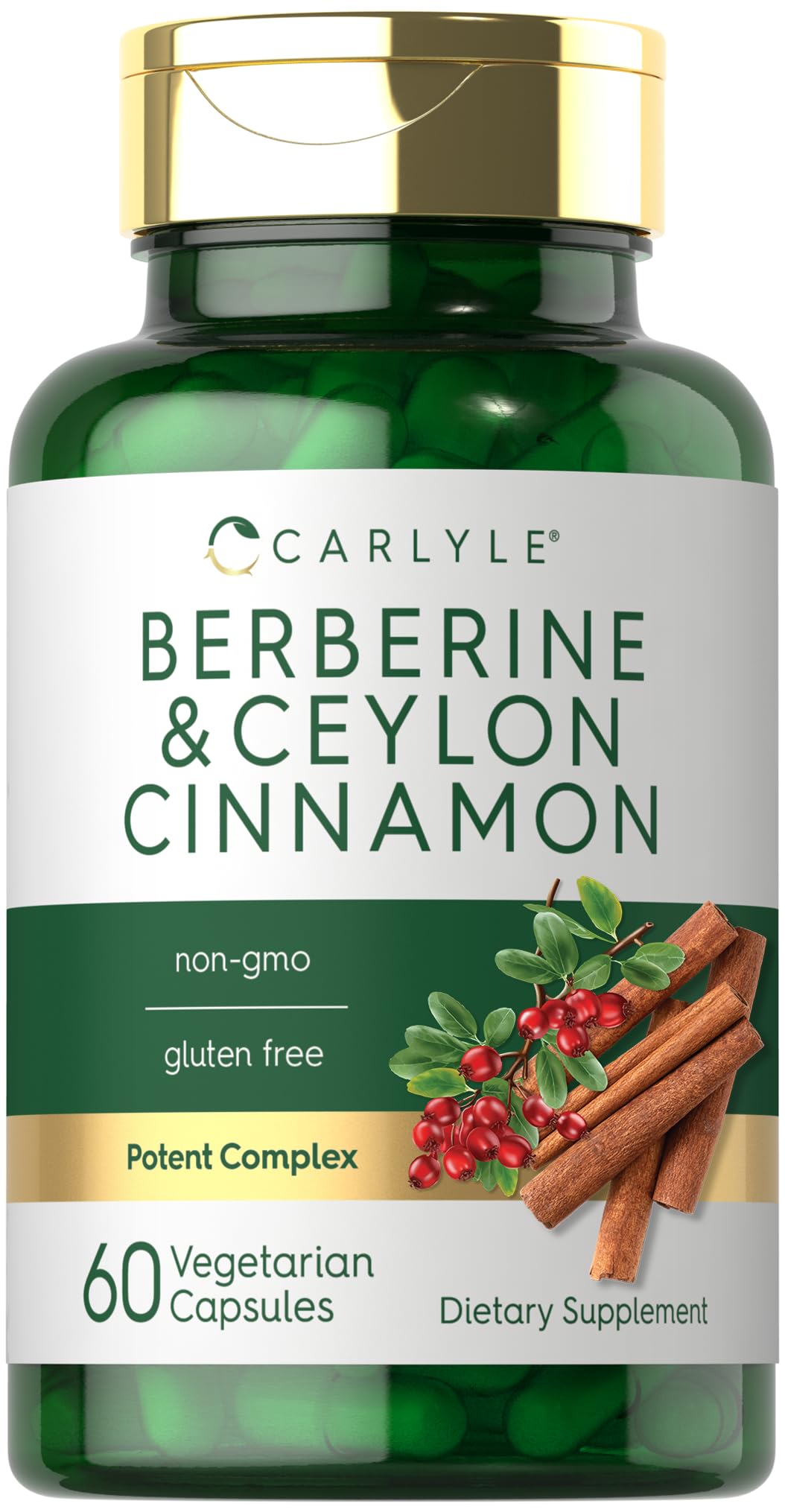 Carlyle Berberine with Ceylon Cinnamon | 60 Capsules | Vegetarian, Non-GMO, Gluten Free