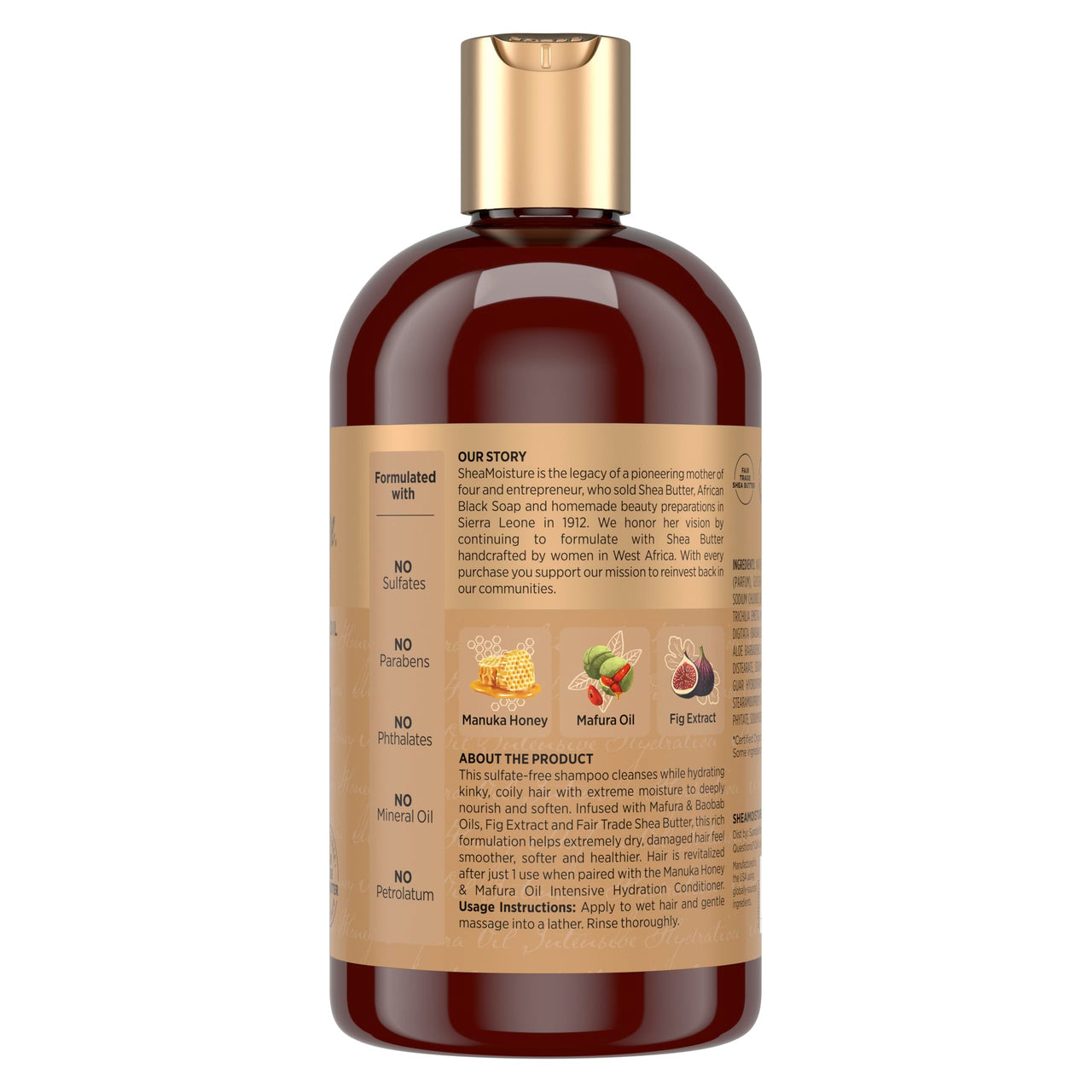 SheaMoisture Intensive Hydration Shampoo Manuka Honey and Mafura Oil for Dry, Damaged Hair Sulfate-Free 13 fl oz