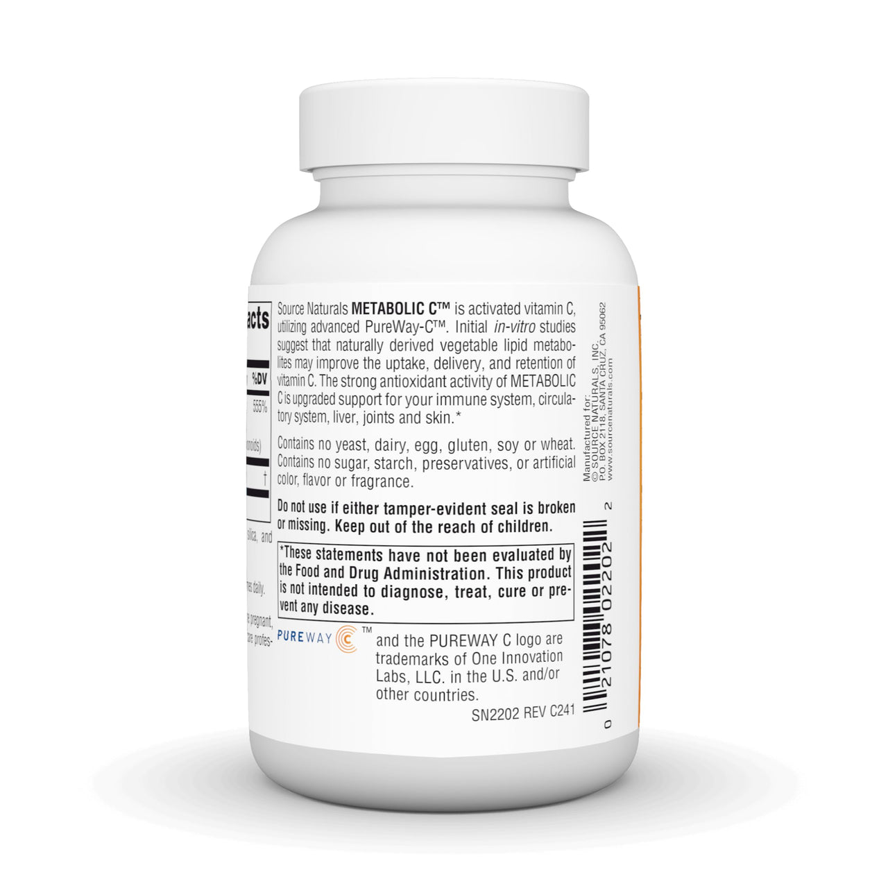 Source Naturals Metabolic C, Optimized Vitamin C for Enhanced Antioxidant Protection*, 500 mg - 90 Capsules