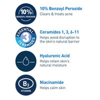 Thumbnail for CeraVe Acne Foaming Cream Wash, Gentle Face and Body Cleanser with Benzoyl Peroxide 10%, Hyaluronic Acid, and Niacinamide, 10% Benzoyl Peroxide Treatment Clears Pimples and Blackheads 5 Oz