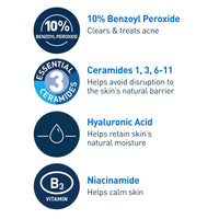 Thumbnail for CeraVe Acne Foaming Cream Wash, Gentle Face and Body Cleanser with Benzoyl Peroxide 10%, Hyaluronic Acid, and Niacinamide, 10% Benzoyl Peroxide Treatment Clears Pimples and Blackheads 5 Oz