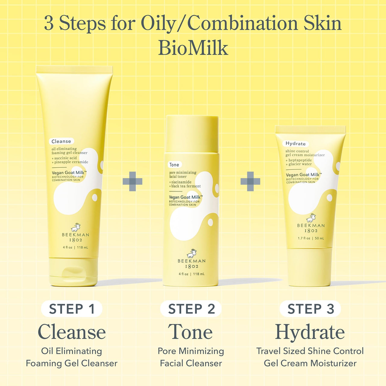 Beekman 1802 Foaming Gel Oil-Eliminating Face Cleanser - Non-Comedogenic - 4.0 fl oz - Controls Oil - With BioMilk, Succinic Acid & Pineapple Ceramide - Good for Sensitive Skin