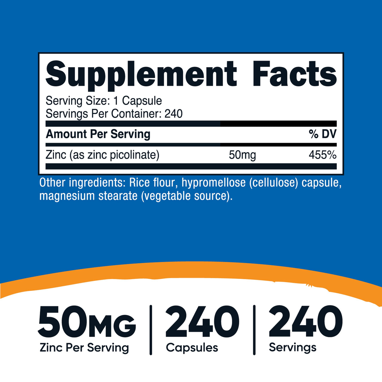 Nutricost Zinc Picolinate 50mg, 240 Vegetarian Capsules - Gluten Free and Non-GMO (240 Caps)