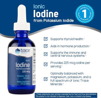 Thumbnail for Trace Minerals Ionic Iodine 225 mcg - Gel Supplement to Support Immune System & Thyroid Health - Iodine Drops with Magnesium - Supports Healthy Nervous System - 2 fl oz (295 Servings)