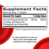 Thumbnail for Feosol Complete Iron Supplement Caplets, Bifera Iron for High Absorption, Heme and Non-Heme Dual Action Minimizes Side Effects, 1 Per Day, for Energy and Immune System Support, Made in USA, 30 Count
