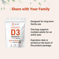 Thumbnail for Micro Ingredients Vitamin D3 50,000 IU + K2 MK-7 200 mcg, 240 Softgels | Virgin Coconut Oil | 2-in-1 Support | Easy to Swallow, Non-GMO