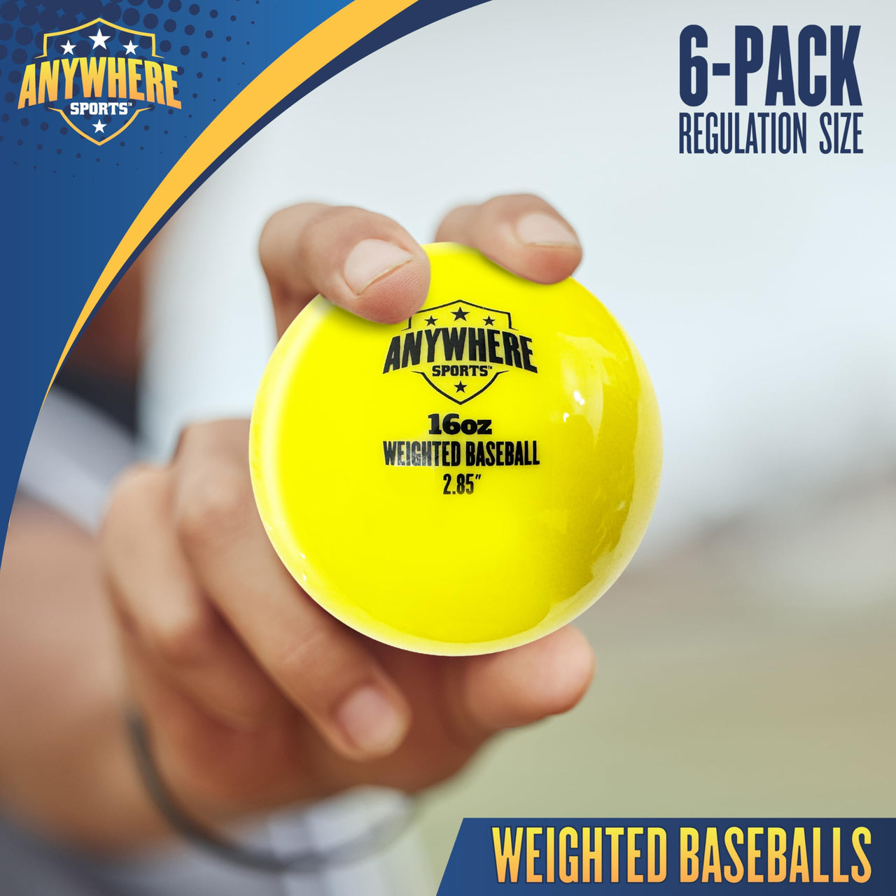 Anywhere Sports Weighted 16 oz Training Baseballs - Hitting & Pitching for All Skill Levels - Improve Power and Mechanics with Weighted Baseball Training Balls, 2.85” Diameter