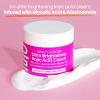 Thumbnail for SeoulCeuticals Korean Kojic Acid Cream Dark Spot Remover + Glycolic Acid + Niacinamide + Cica + HA Moisturizer - Cruelty Free K Beauty Skincare 2oz