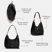 Thumbnail for COACH Jules Hobo Shoulder Bag, Black