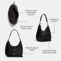 Thumbnail for COACH Jules Hobo Shoulder Bag, Black