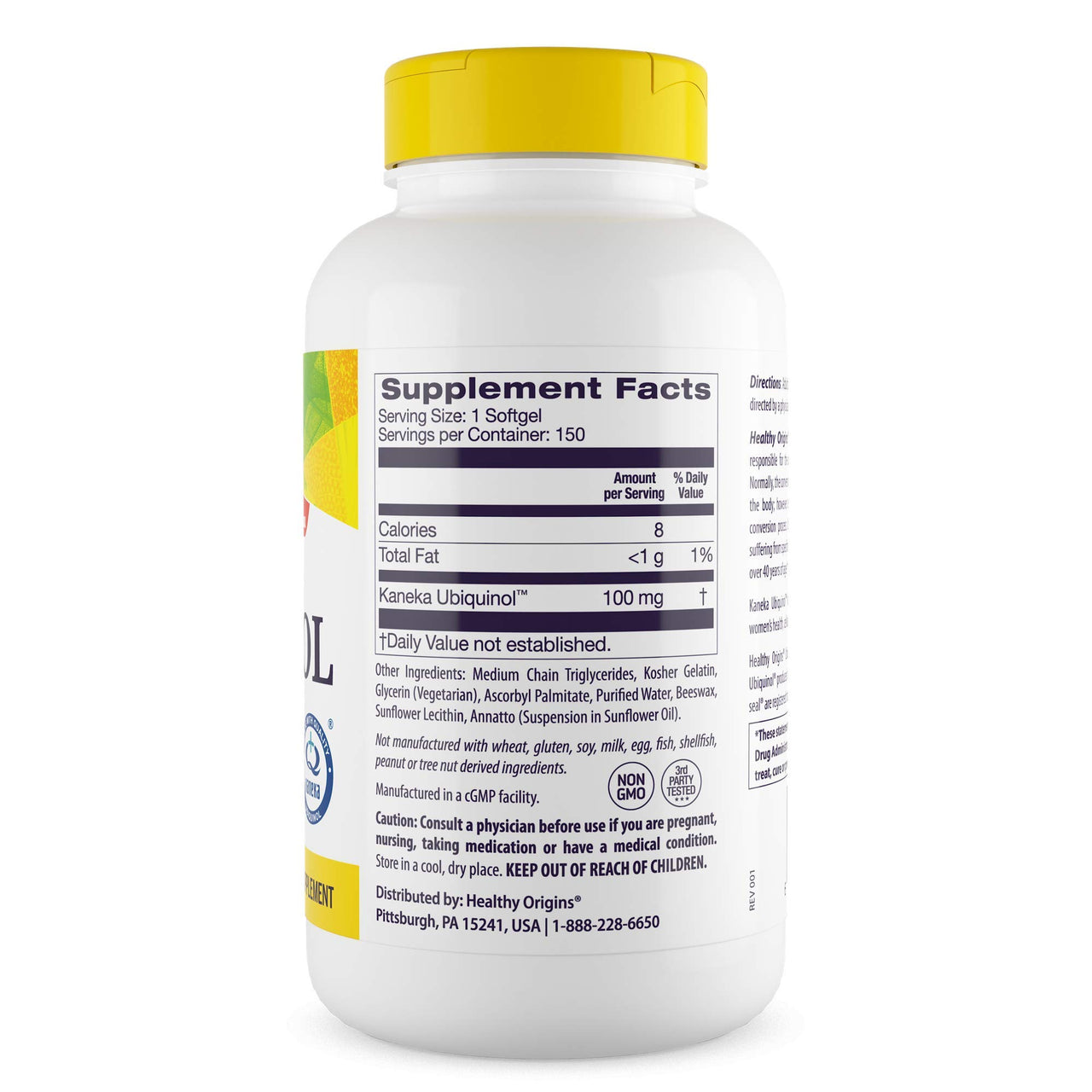 Healthy Origins Ubiquinol 100 mg, 150 Softgels - Featuring Kaneka QH Clinically Studied Active Form of CoQ10 - Supports Cardiovascular Function, Cellular Energy Production & Heart Health