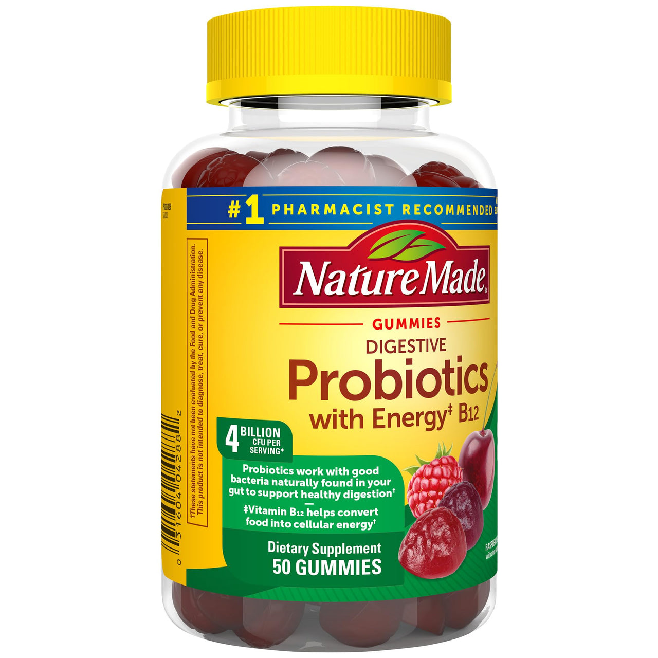 Nature Made Digestive Probiotics and Energy B12 Gummies, Probiotics for Women and Men, 50 Probiotic Gummies, 25 Day Supply