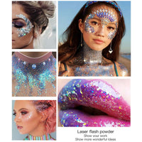 Thumbnail for DAGEDA Body Glitter Gel, Face Glitter Body Gel Sequins Shimmer Liquid Eyeshadow, Chunky Glitter for Face Hair Nails, Holographic Cosmetic Laser Powder Festival Glitter Makeup 50ml(White)