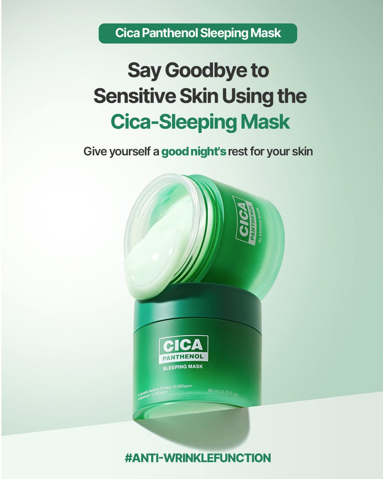 SNP CICA Panthenol Moisturizing Cream | Overnight Face Cream | Soothing, Moisturizing, and Hydrating Facial Mask with Hyaluronic Acid | Korean Skin Care Overnight Moisturizer | 2.70 Fl Oz