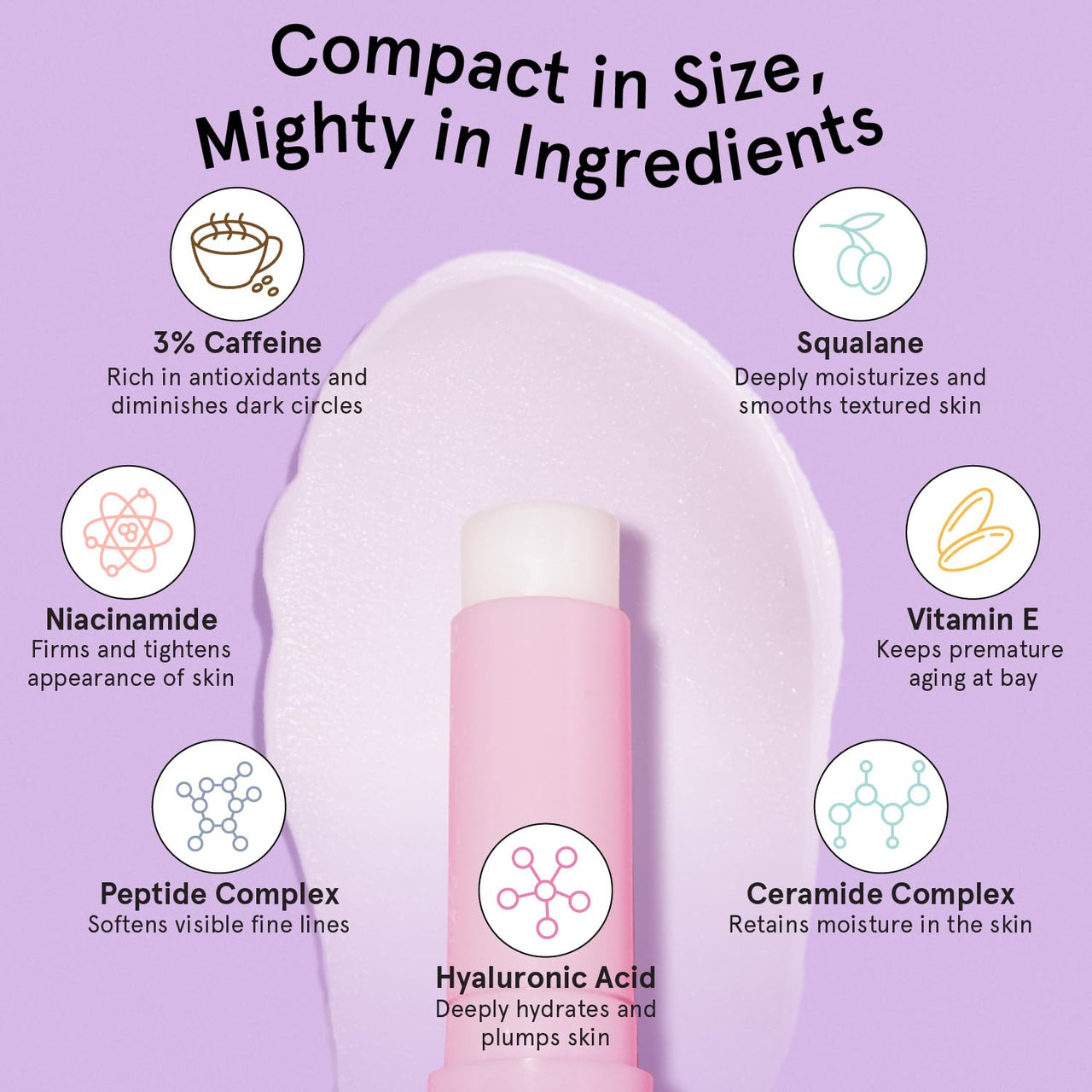 grace & stella Under Eye Brightener Balm Stick - Caffeine Eye Cream for Dark Circles, Puffiness, Wrinkles - Moisturizer Stick with Niacinamide, Hyaluronic Acid, Peptides - Vegan Skincare (0.13oz/3.5g)