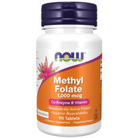 Thumbnail for NOW Foods Supplements, Methyl Folate 1,000 mcg, Metabolically Active Folate*, Co-Enzyme B Vitamin, 90 Tablets