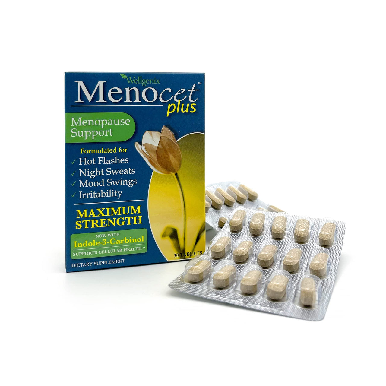 Wellgenix Menocet Plus Menopause Support - All-in-One Menopause Supplement - Daily Relief Feminine Care - Hot Flashes, Night Sweats, Mood Swings & Irritability - 30 Tablets (Pack of 2)
