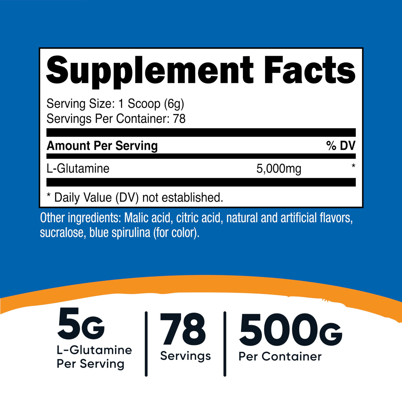 Nutricost L-Glutamine Powder (500 Grams) (Blue Raspberry)