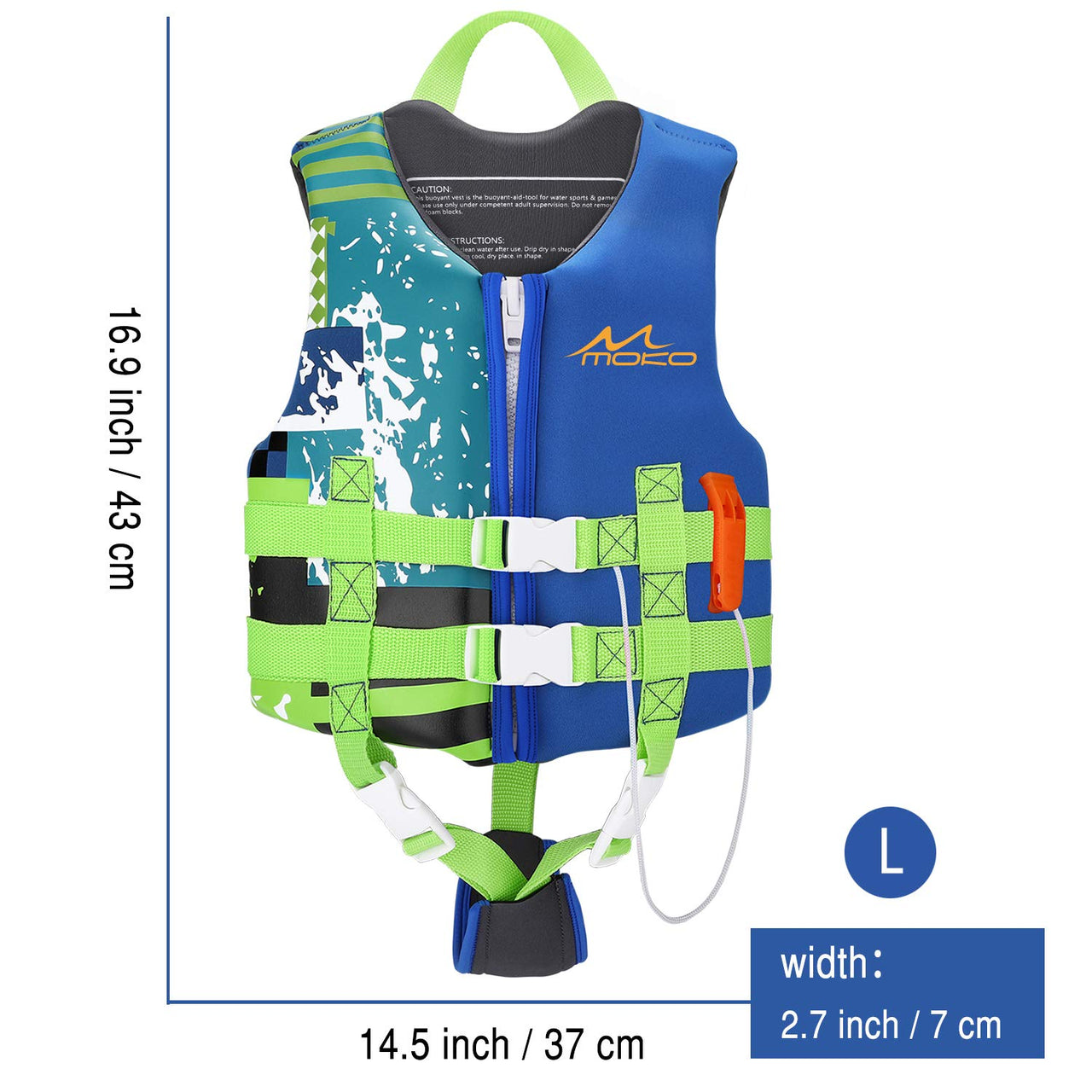 MoKo Swimming Vest for Kids 46-77 lbs, Clearance Children Swim Vests Water Activity Equipment Cute Pattern Watersports Swimming Device for Toddlers Boys Girls, L Size - Indigo