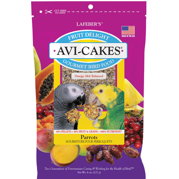 LAFEBER'S Fruit Delight Avi-Cakes Pet Bird Food, Made with Non-GMO and Human-Grade Ingredients, for Parrots (8 oz Pack of 1)