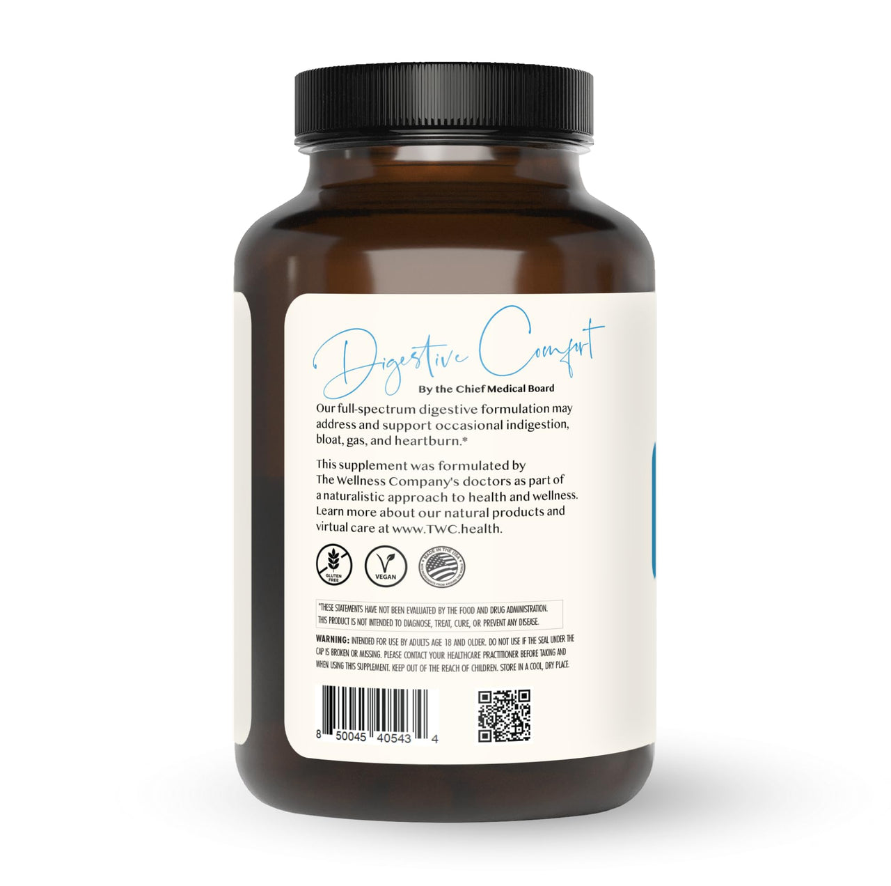 The Wellness Company Digestive Comfort | 120 ct (2 Month Supply) | Relief for Digestive Bloat and Gas with All-Natural Enzymes | Non-GMO, Vegan, Gluten Free | for Healthy, Smooth Digestion