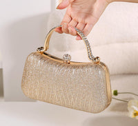Thumbnail for Covelin Evening Bag Sparkling Frosted Purses for Women Lady Shiny Party Elegant Handbag Wedding Bag with Chain Gold