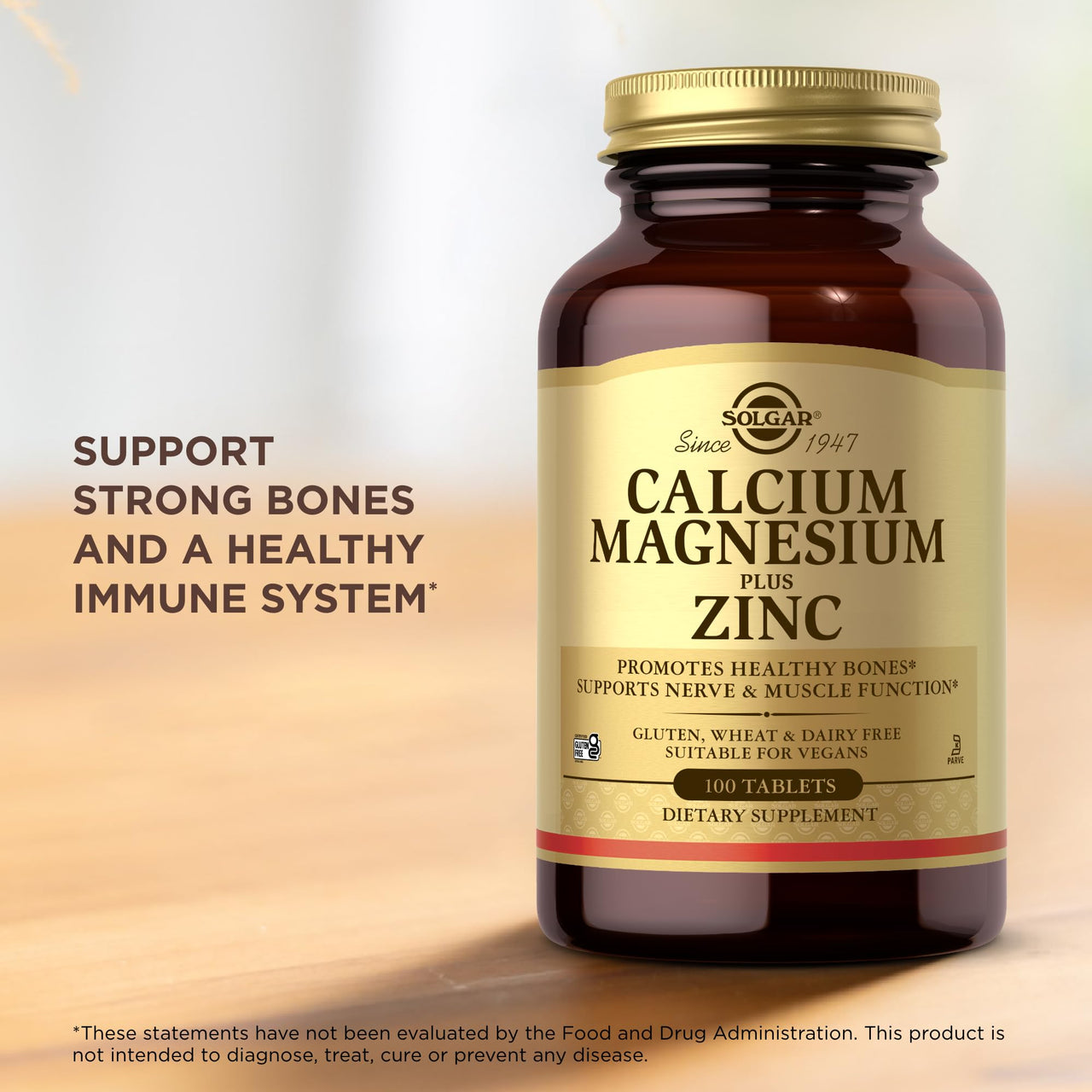 Solgar Calcium Magnesium Plus Zinc, 100 Tablets (Pack of 3) - Promotes Healthy Bones and Teeth - Supports Nerve & Muscle Function - Non-GMO, Vegan, Gluten Free, Dairy Free, Kosher - 100 Total Servings
