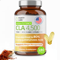 Thumbnail for Purity Labs CLA Supplements 4500MG - Non-GMO Safflower Oil - Supports Energy, Weight Loss, Heart Health, and Muscle Health - 180 Soft gels