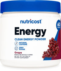 Thumbnail for Nutricost Energy Drink Powder (Grape) (60 Servings) - Pre Workout Supplement with Natural Flavors - Non-GMO, Gluten-Free