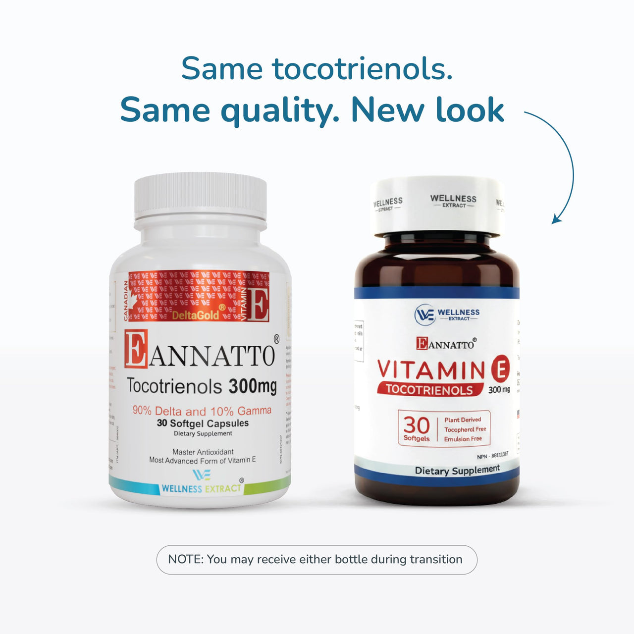 WELLNESS EXTRACT Eannatto Tocotrienols Vitamin E Supplements Tocopherol Free, Non-GMO, Gluten Free & Antioxidant (300MG 30 Softgels)