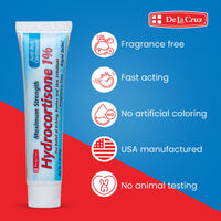 Thumbnail for De La Cruz 1% Hydrocortisone Ointment - Maximum Strength - Topical Anti Itch Ointment - Dry Skin, Redness, Dermatitis, Eczema and Rashes - 1 OZ (28g)