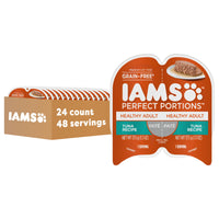Thumbnail for IAMS Perfect Portions Sensitive Digestion & Skin Wet Cat Food Pate, Healthy Adult Grain Free Pate, Tuna Recipe, 2.6 Oz. (24 Twin Packs)