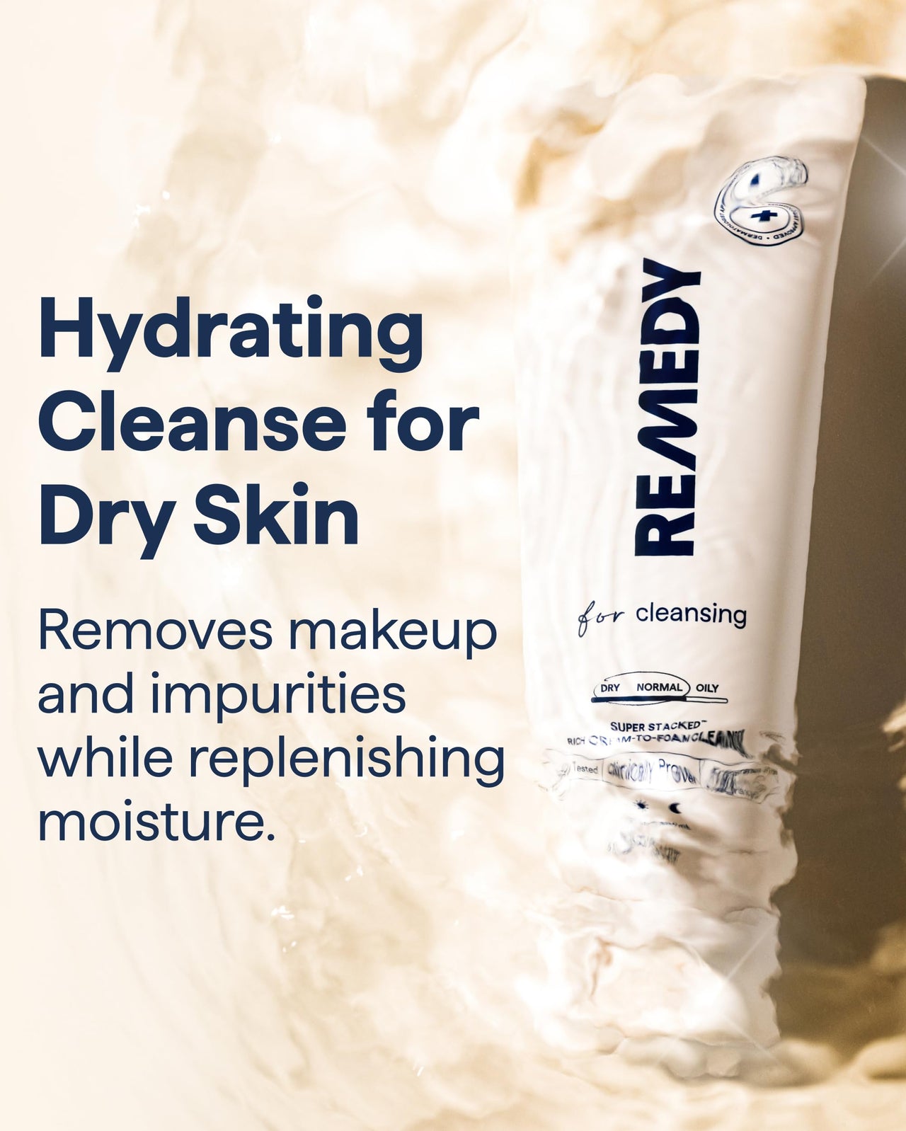 Remedy for Rich Cream Cleansing | Cream-to-Foam Face Wash with Ceramides, Glycerin and Panthenol | Hydrating Cleanser for Normal to Dry Skin | By Dermatologist Dr. Shah, 5 fl. Oz