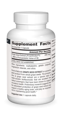 Thumbnail for Source Naturals Proanthodyn Grape Seed Extract, Antioxidant Protection, Supports a Healthy Aging Brain*, 200 mg - 90 Capsules