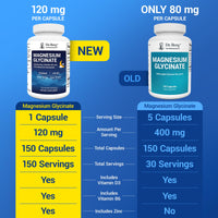 Thumbnail for Dr. Berg Magnesium Glycinate with Vitamin D, B6 & Zinc for Stress Relief, Calm, Relaxation, & Good Sleep* - 120 mg Per Magnesium Supplement Capsule - Chelated Magnesium Glycinate - 150 Caps