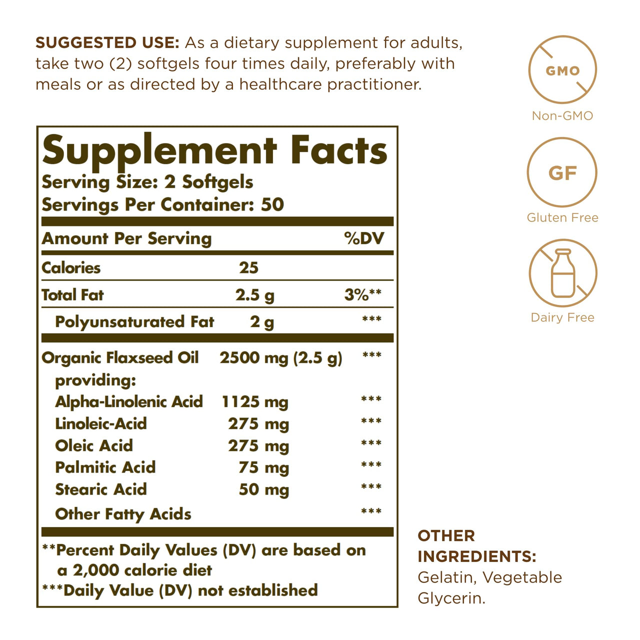 Flaxseed Oil 1250mg 100 SG