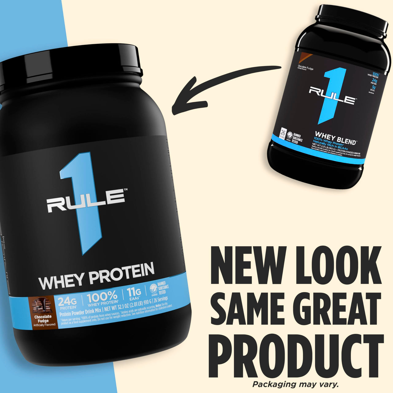 Rule 1 Proteins Whey Protein – 24g Fast-Acting Protein from All-Whey Sources with Naturally Occurring EAAs & BCAAs for Workout Recovery or Anytime Use (2 Pounds, Vanilla Ice Cream)