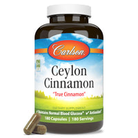 Thumbnail for Carlson - Ceylon Cinnamon, Cinnamon Supplements, 500 mg, Cinnamon Extract Pills, Ceylon Cinnamon Capsules, 180 capsules